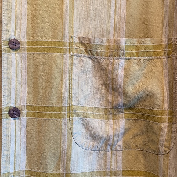 Tommy Bahama silk shirt button down yellow plaid - Picture 4 of 9